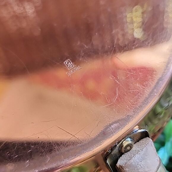 Vintage Mid Century Modern Copper Pan Rosewood Handle - Picture 6 of 12